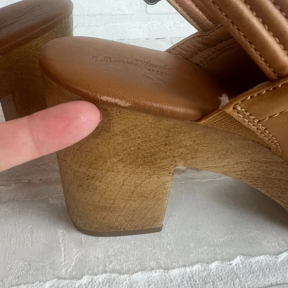 Universal Thread Watson Clogs Womens 7.5 Brown Faux Leather Slingback Platform - Picture 9 of 12